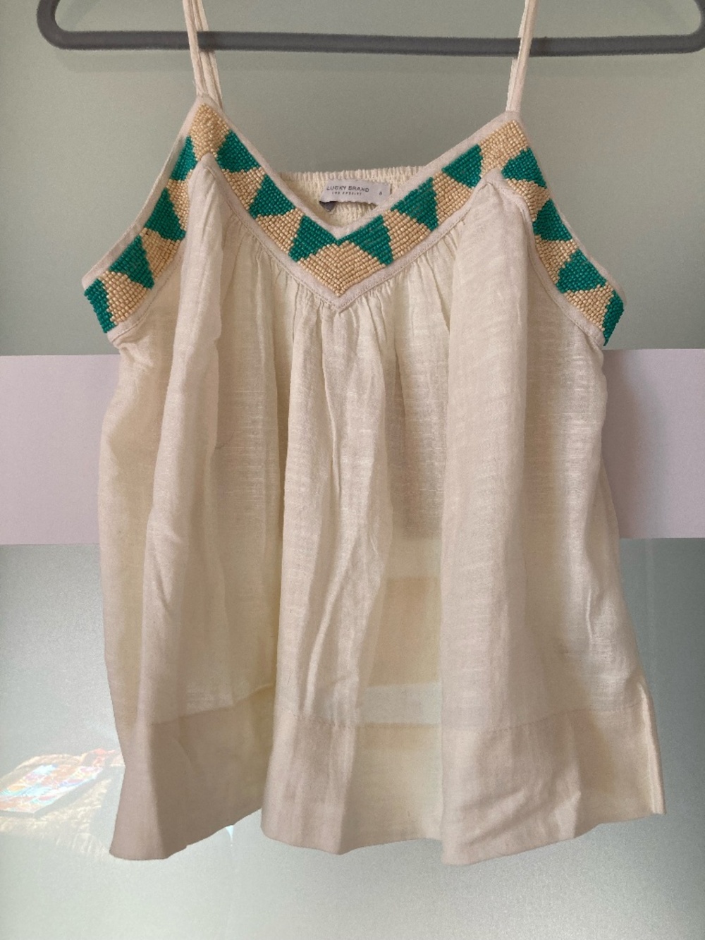 LUCKY BRAND Limited Addition flowy Cami tank beaded southwest cowgirl